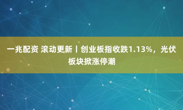 一兆配资 滚动更新丨创业板指收跌1.13%，光伏板块掀涨停潮