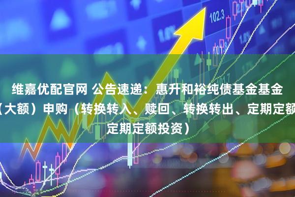 维嘉优配官网 公告速递：惠升和裕纯债基金基金暂停（大额）申购（转换转入、赎回、转换转出、定期定额投资）
